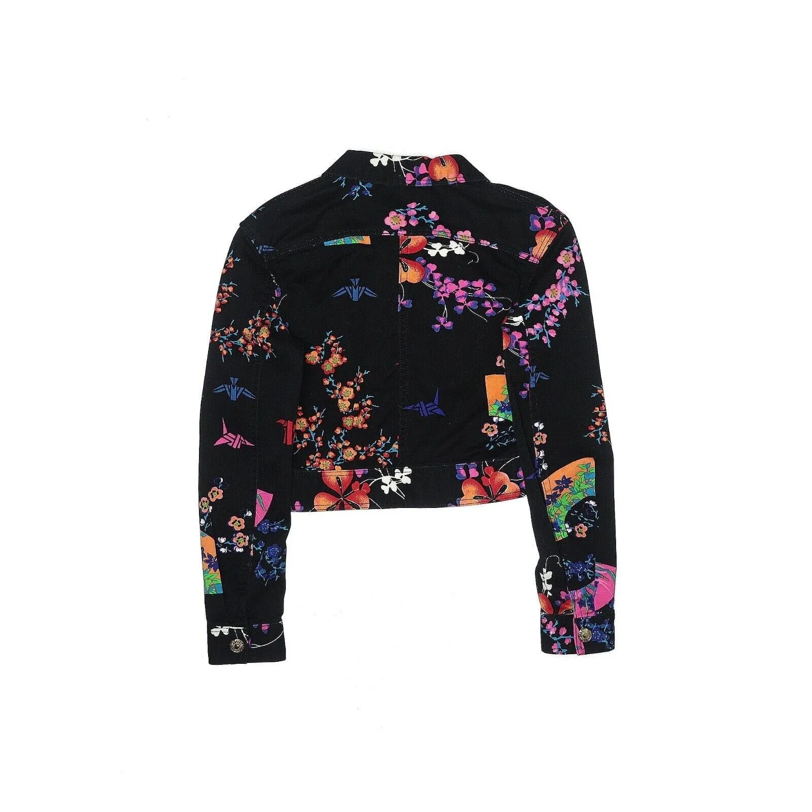 2011 VERSACE for H&M Black Floral Fan Origami Print Stretchy Jacket - US 4 - Image 2
