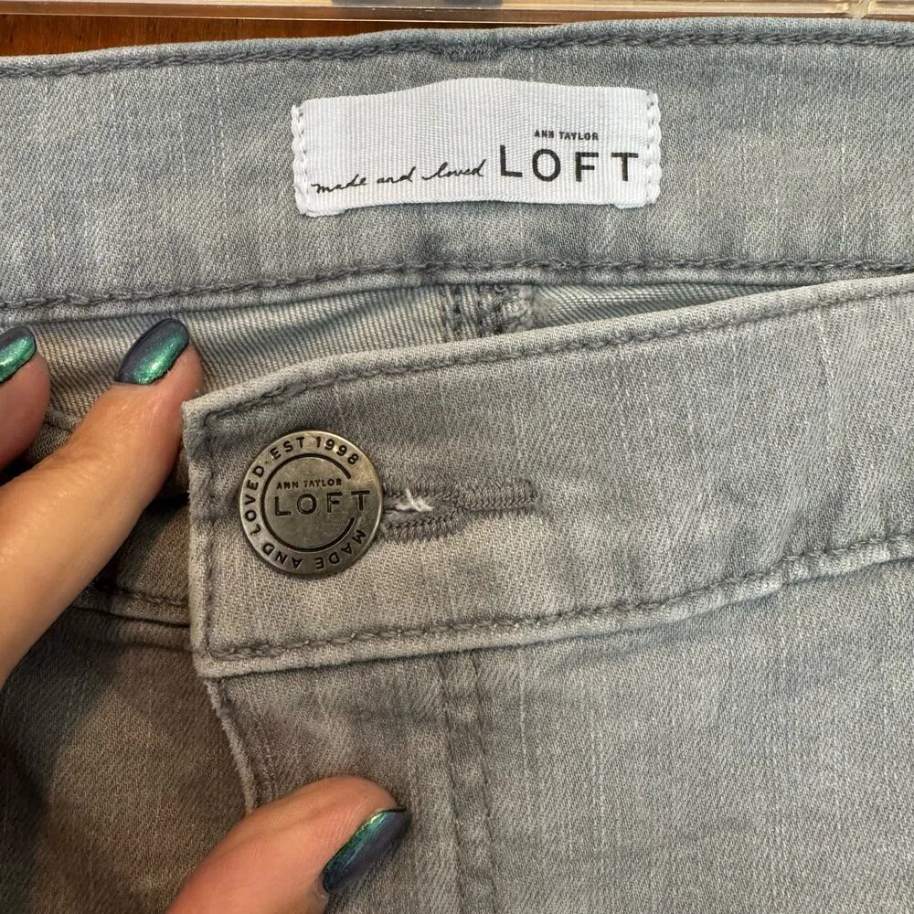 Loft EUC Ann Taylor  Modern Skinny Light Grey Denim Jeans Womens 14 90 - Image 3