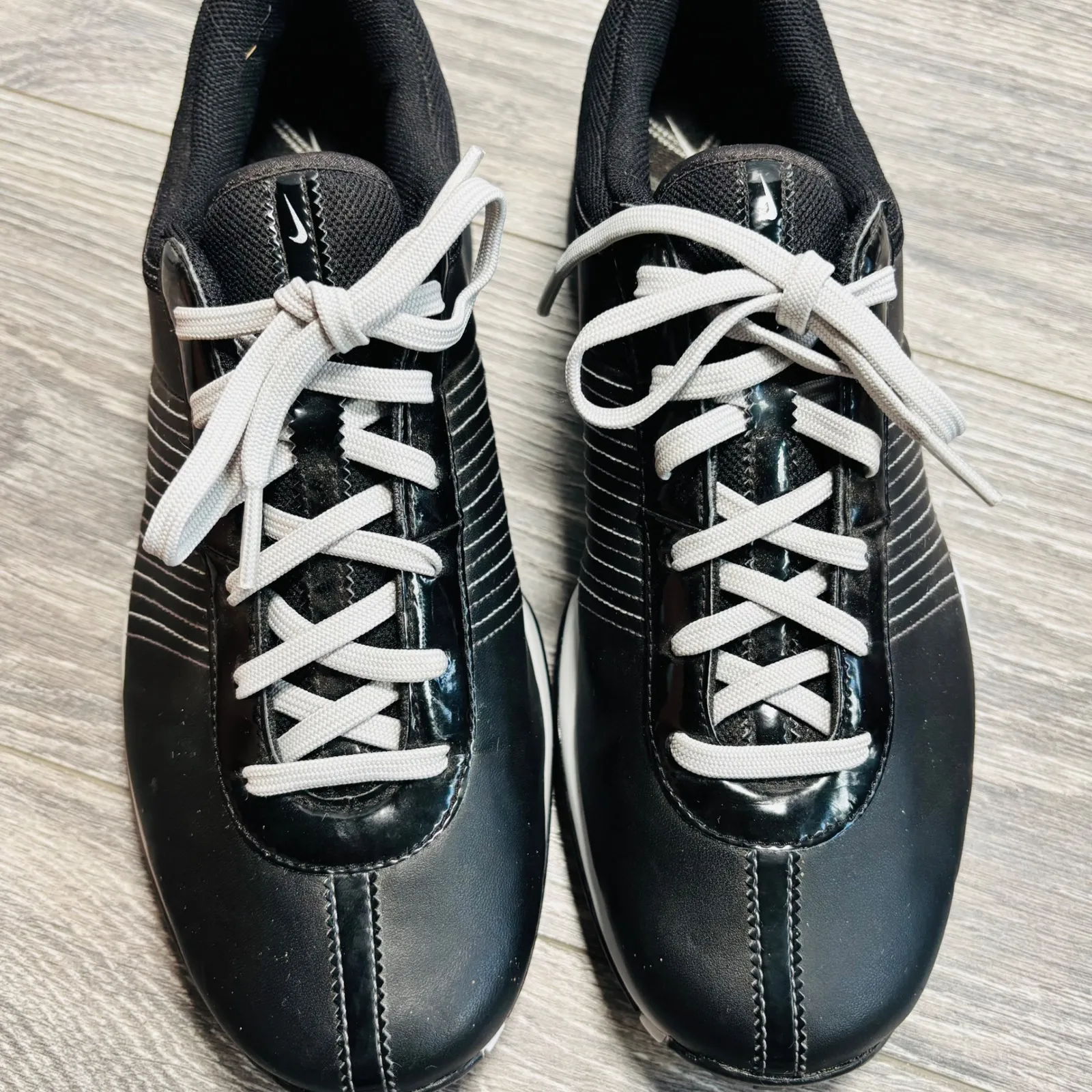 Nike Women's Black Delight II Golf Shoes Spiked Leather White Stitching Size 9.5 - Image 10