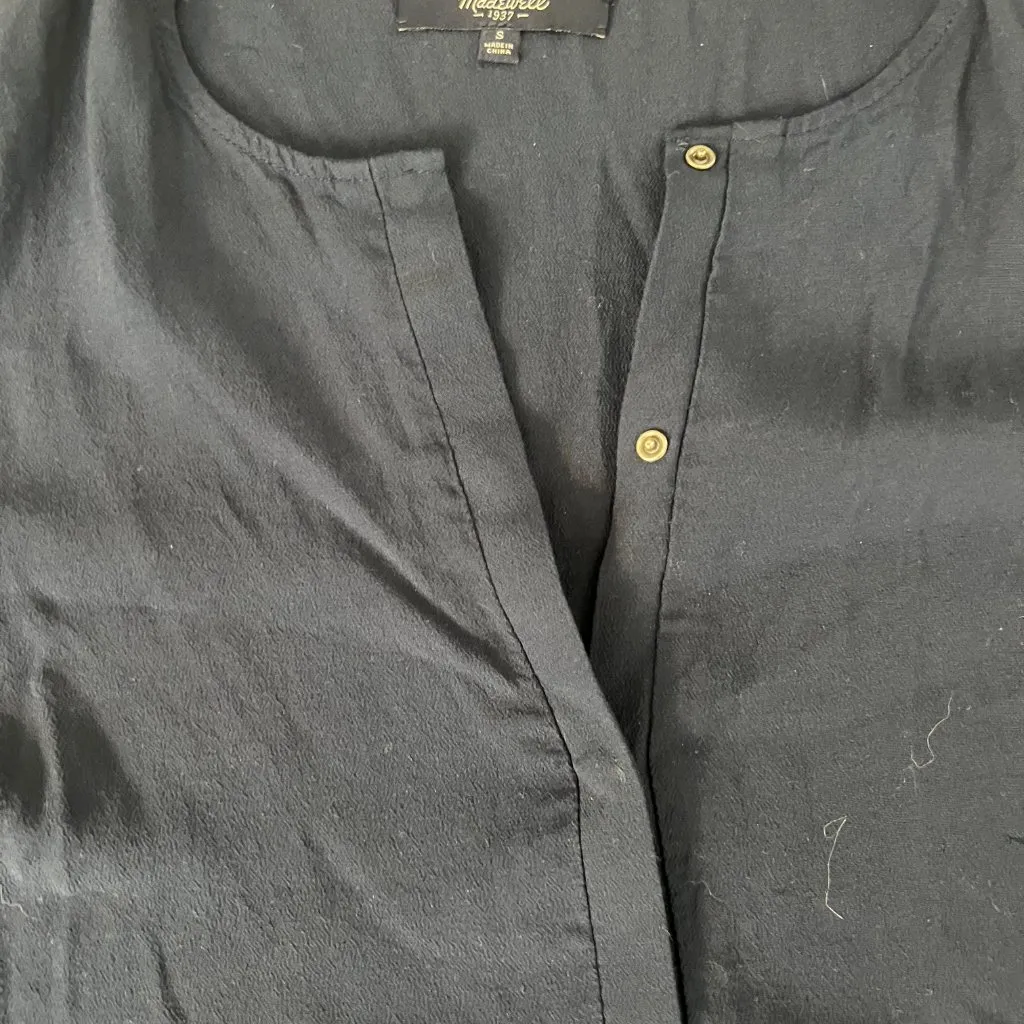 EUC Madewell Navy Blue Sleeveless Tank Top with Side Slits, Size Small - Image 9