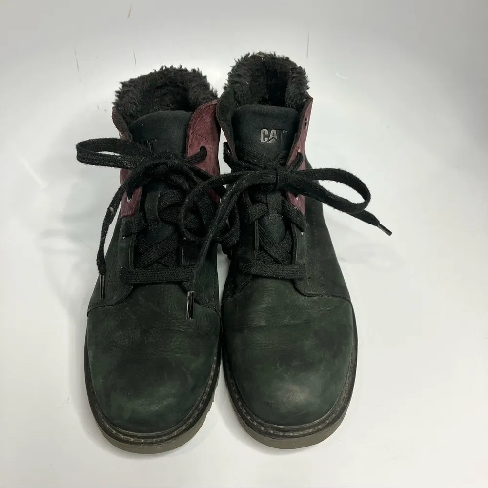 Cat Women’s Fret Faux Fur black & maroon leather boots size‎ 8.5 - Image 5