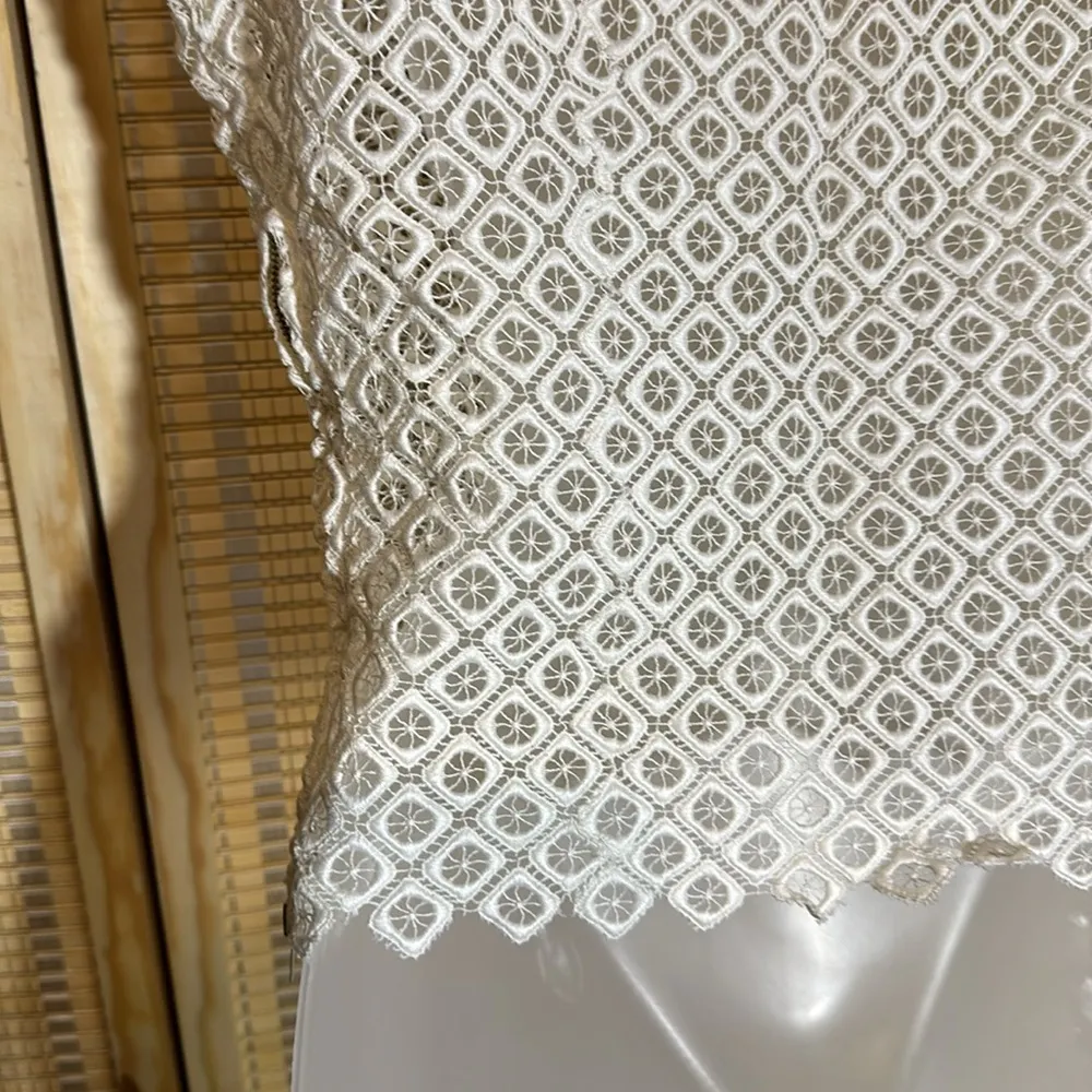 Vintage Handmade (1950s?) Pale Cream Guipure Lace Cropped Tank Top Size undefined - Image 13