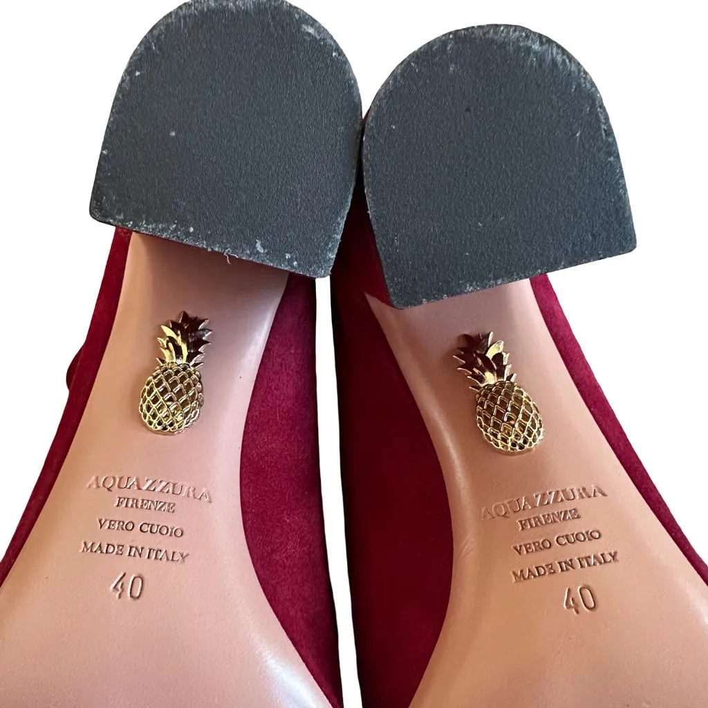 Aquazzura Downtown Booties 85 Spice Red Boots Suede High Heel Size 40 10 Women's - Image 7