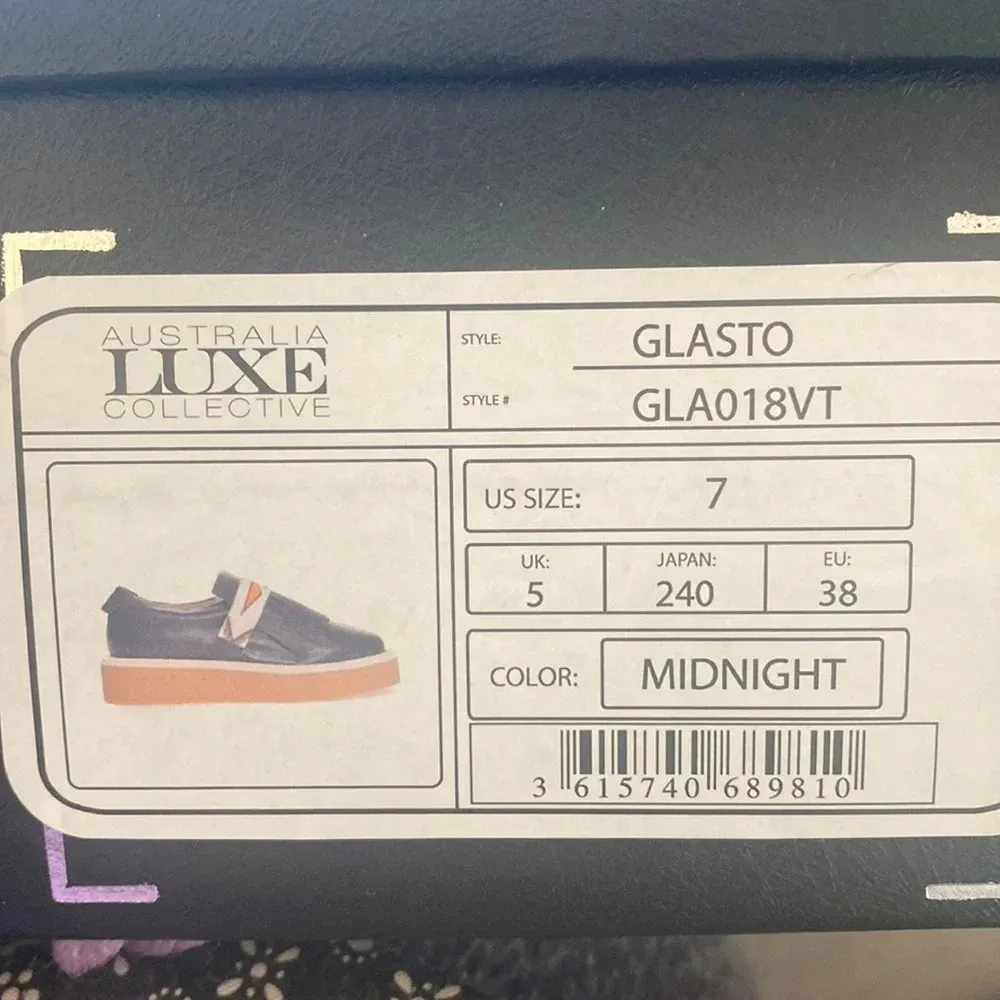 Slip on GLASTO shoe with a beaded thunderbird / eagle Navajo style oxford loafer Blue Size 7 - Image 2