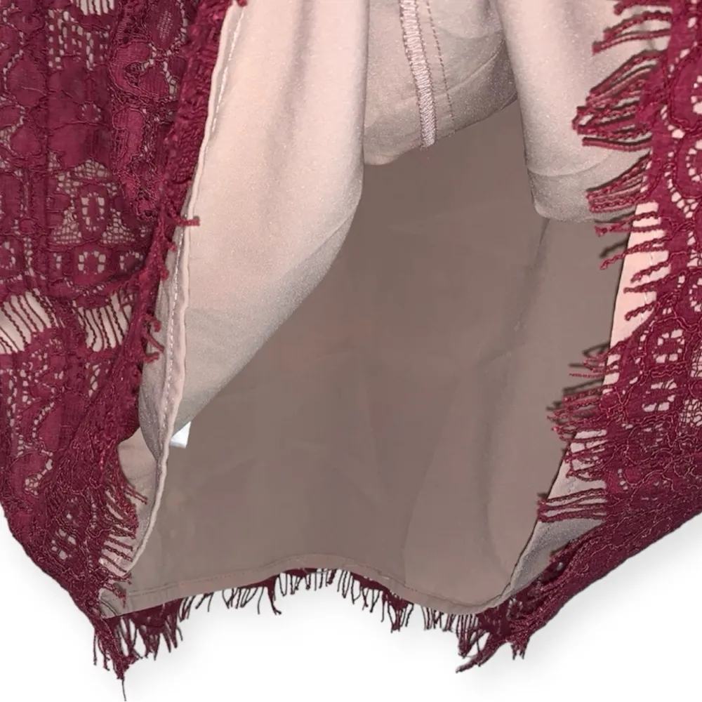 Anthropologie Maeve Elsa Burgundy Lace Peplum Lined Dress Size XS - Image 8