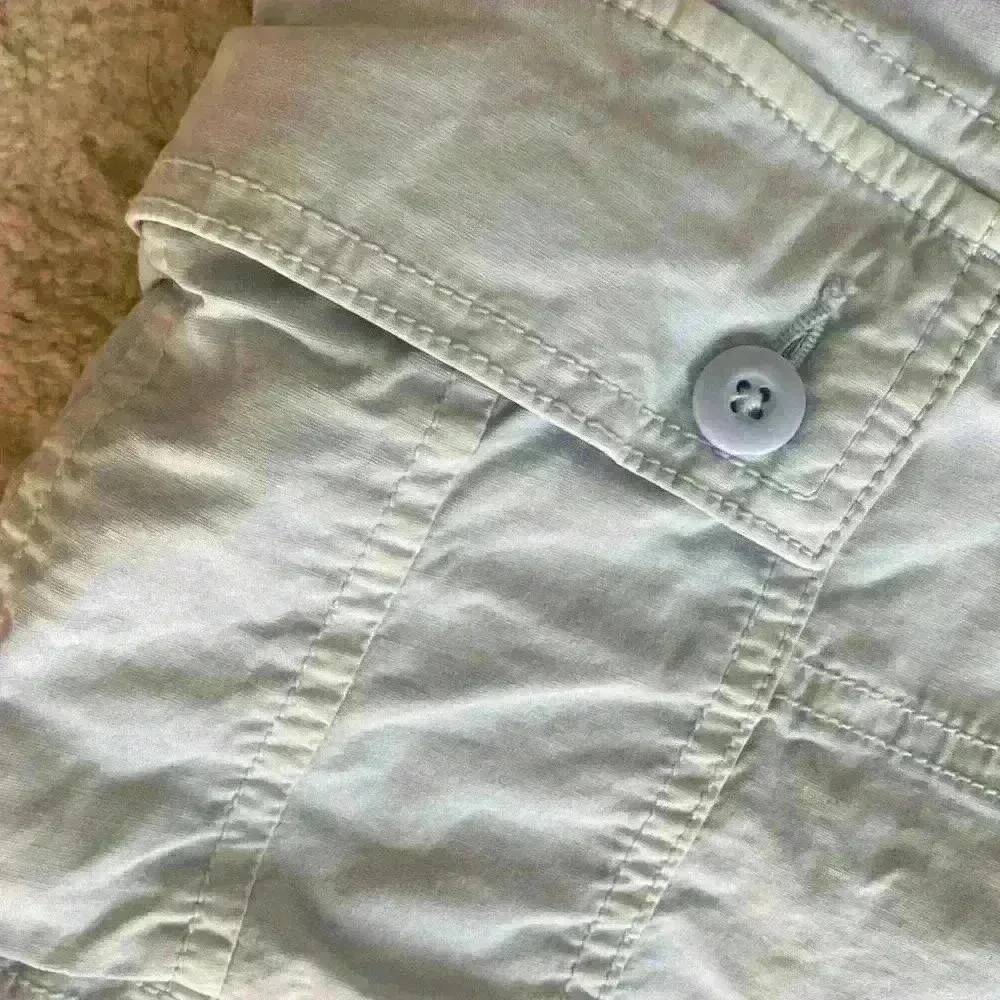 American Eagle light blue, distressed hem, stretch cargo shorts; size 18 - Image 2