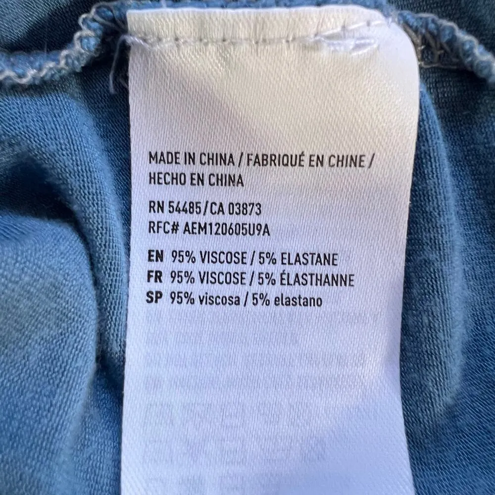 AEO Womens Soft and Sexy T Lace V Neck Bodice Hombre Blue Short Sleeve Long Med - Image 8