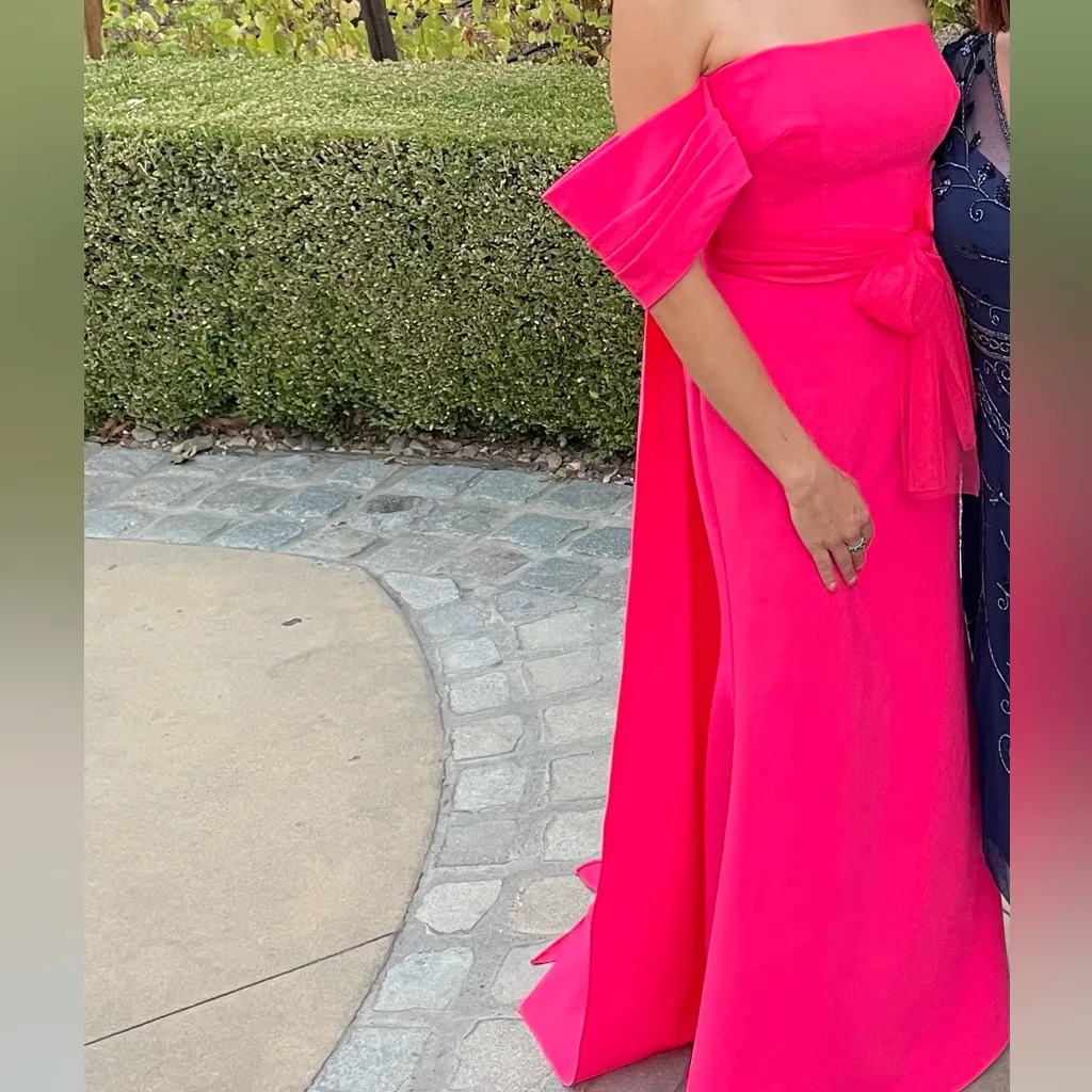 Jovani Women's Pink Pleated Bow Trumpet Gown Size 2 Dress EUC - Image 7