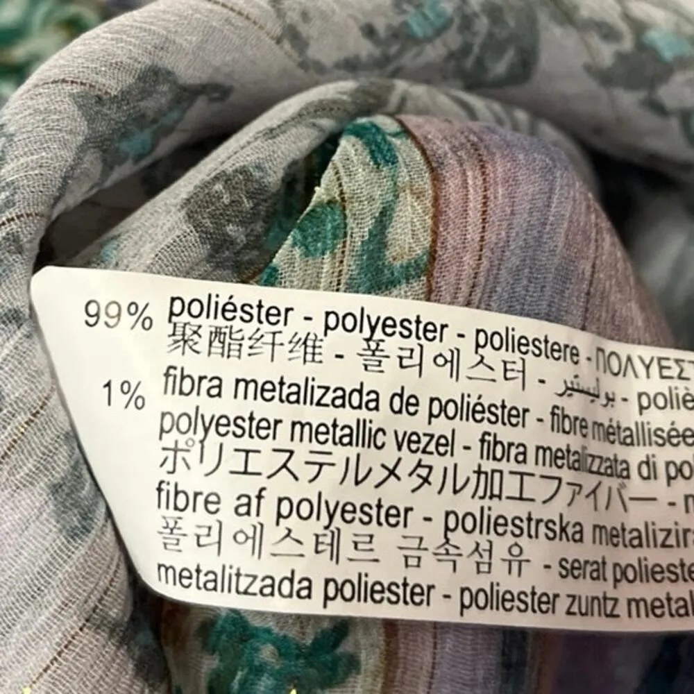 Zara Multicolor Floral Colorblock Striped Long Sleeve Button Down Shirt Top Sz M - Image 5