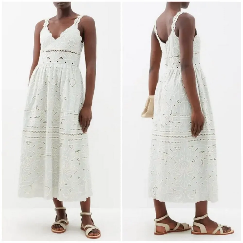 💕SEA NEW YORK💕 Blaire Eyelet Sleeveless Midi Dress ~ Blue 12 NWT - Image 7