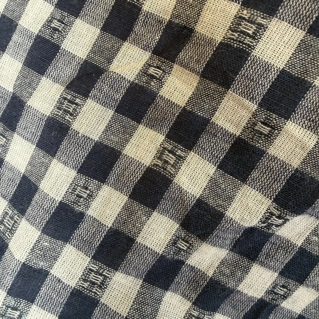 a new day women's blue and white gingham check square scarf/wrap 23.5" - Image 3