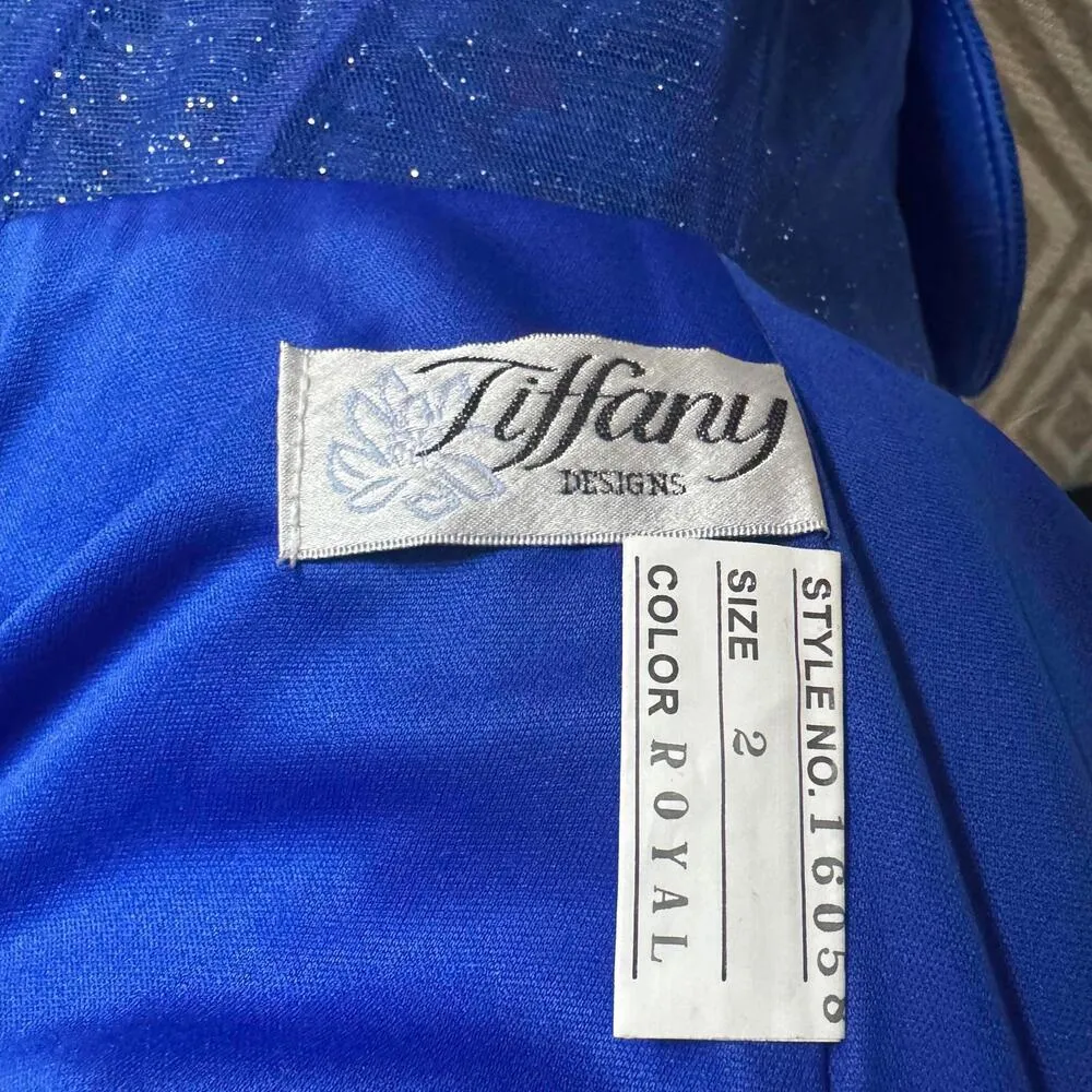 Tiffany Designs Royal Blue Mermaid Prom Gown w/Slit Style 16058 Size 2 - Image 9