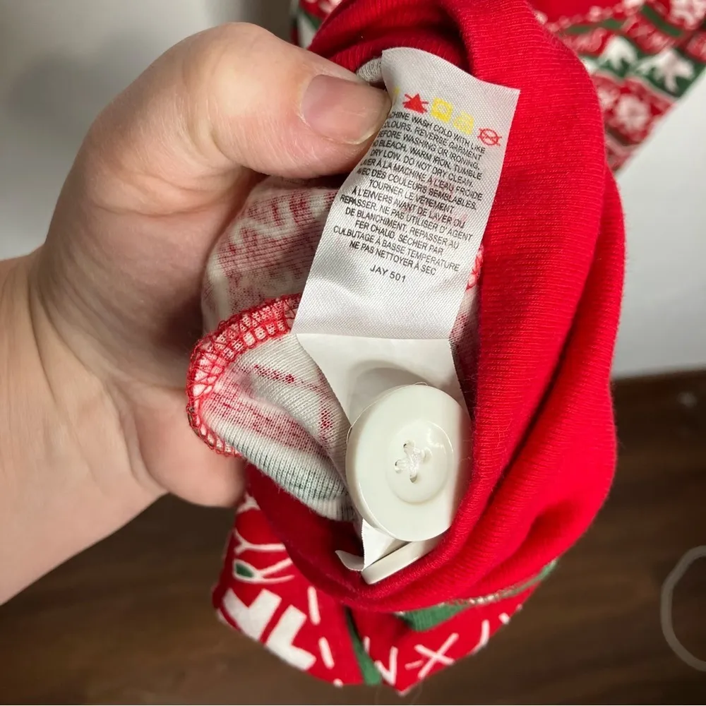 Hatley‎ Little blue house one piece pajamas red white and green size XL - Image 8