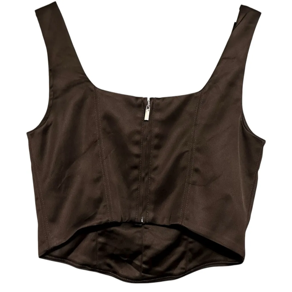 Aritzia Ten by Babaton S Dark Chocolate Brown Elevate Square Neck Bustier Top - Image 4