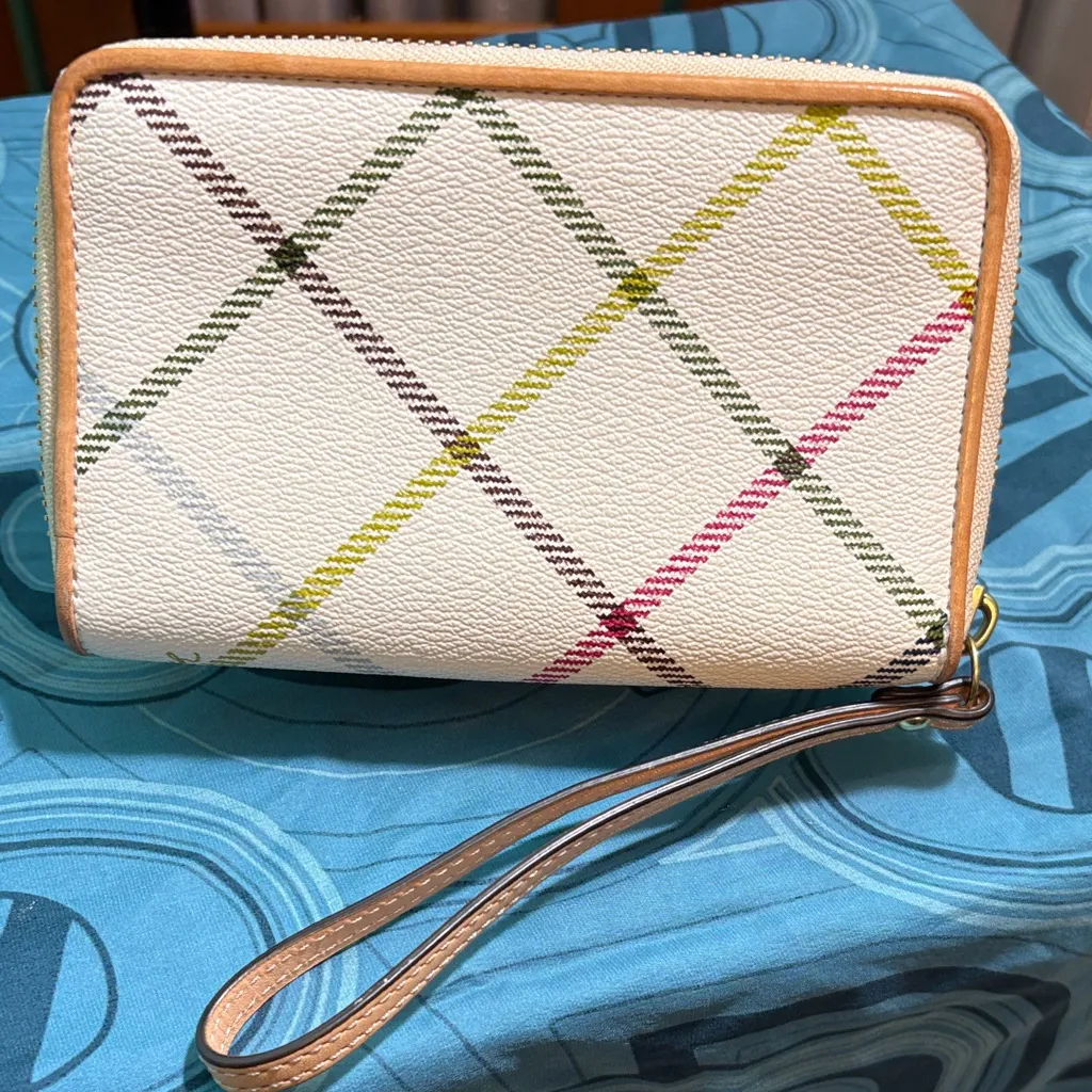 Coach Cream Plaid Wristlet - Image 5