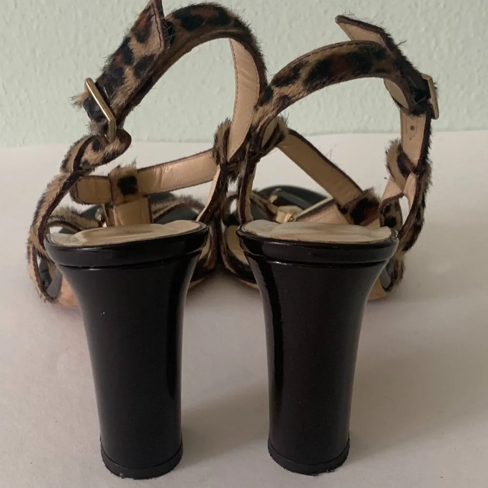 Kate Spade T-Strap Heels in Pony Haircalf and Brown Patent Leather Size 9 *RARE* - Image 5