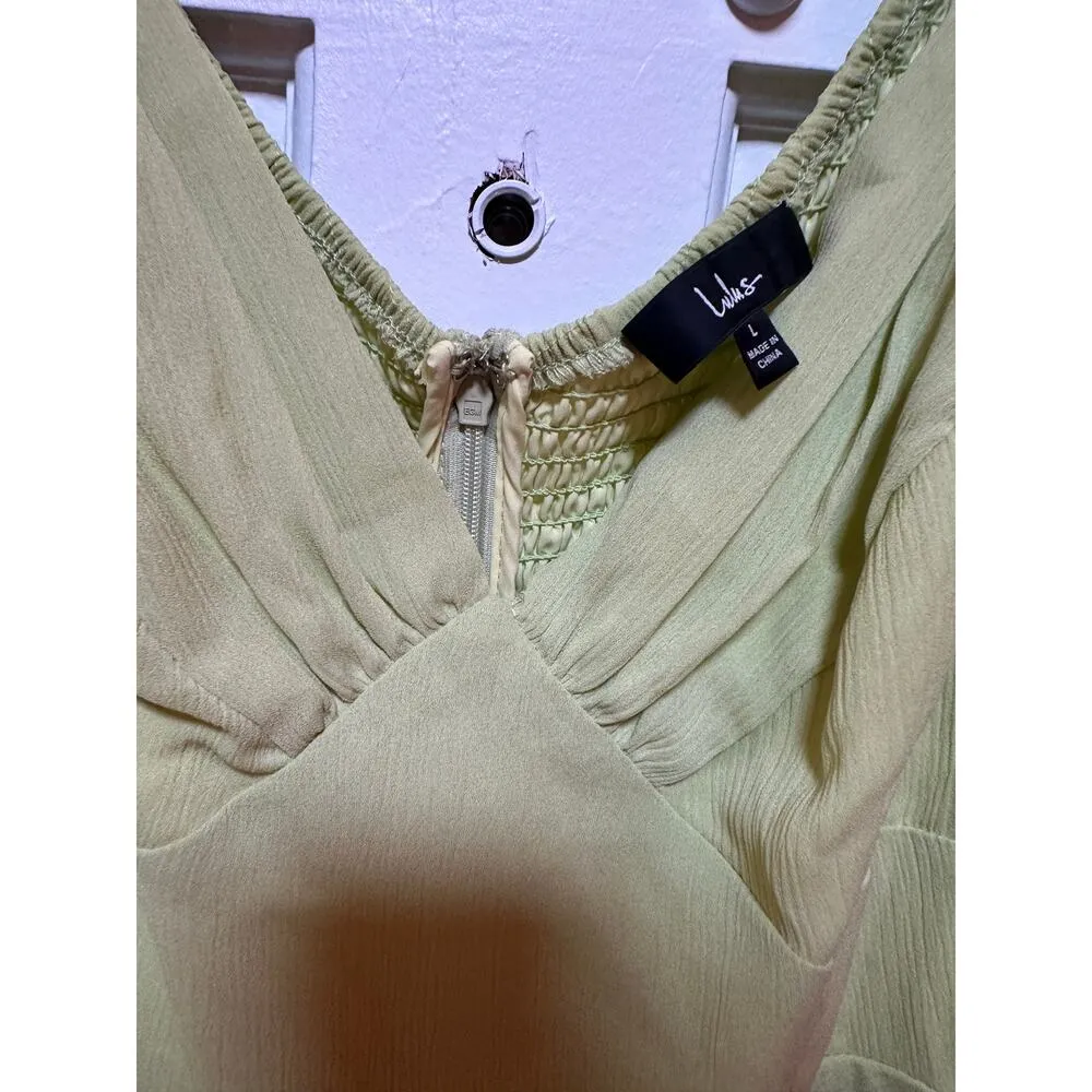 Lulus Spring Love Light Green Ruffled Short Sleeve Romper Size Large - Image 4