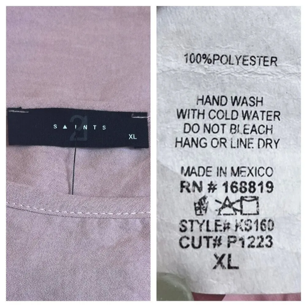 Saints New 2 Piece Set Wide Leg Pant Short Sleeve Top Blush Pink Women’s Size XL - Image 13