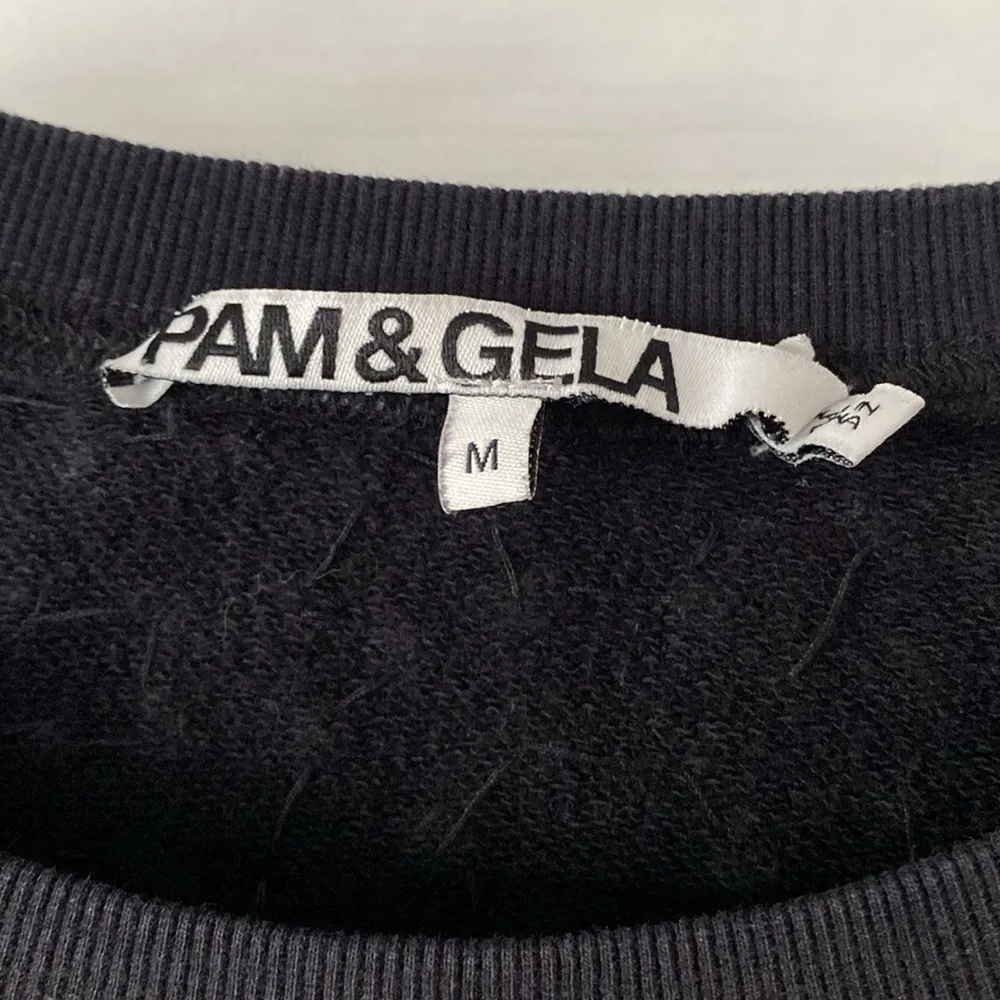 Pam & Gela Rhinestone Embellished Sweatshirt with thumb holes M Black - Image 3