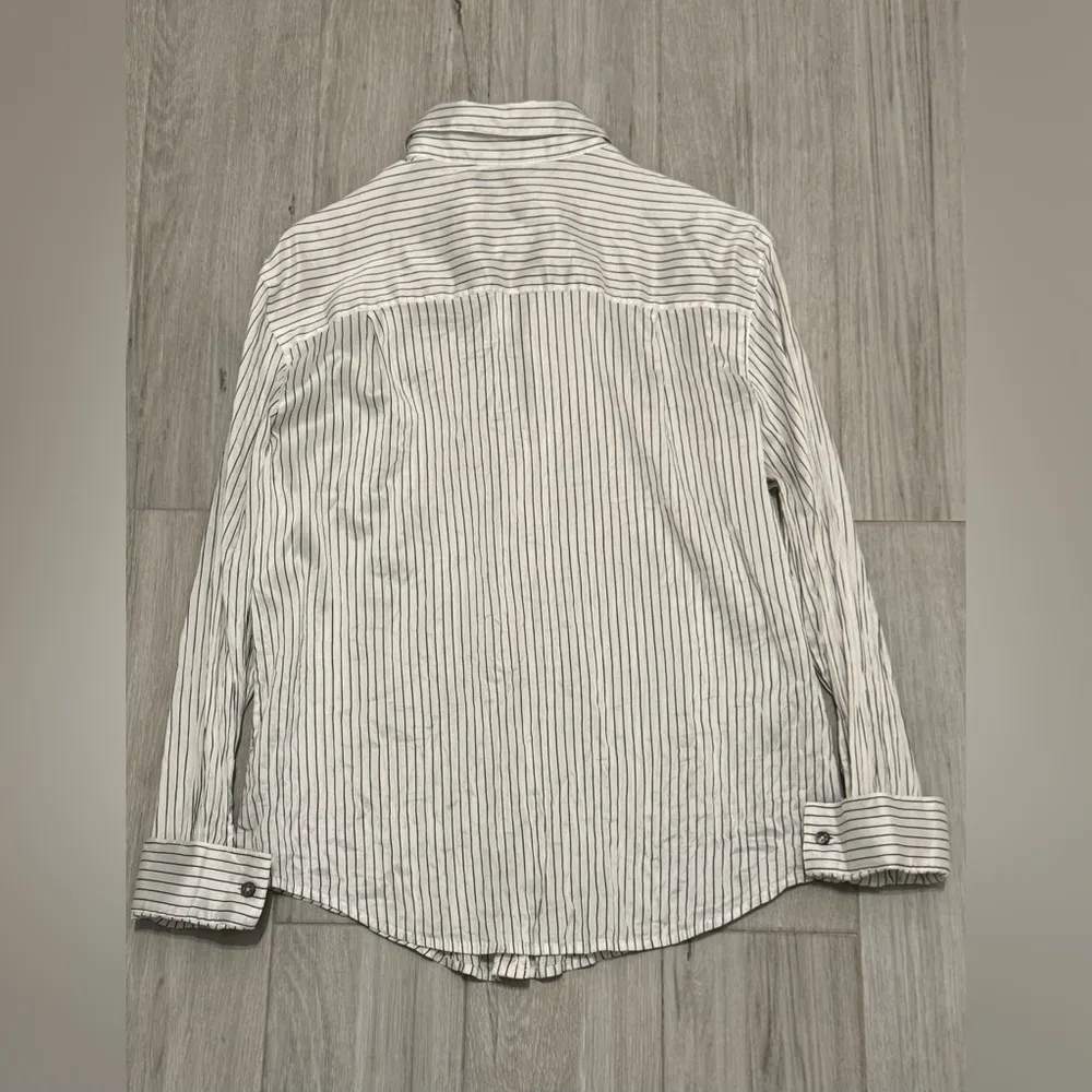 Linda Allard Silk White and Black Button Down Shirt Size 14 - Image 2