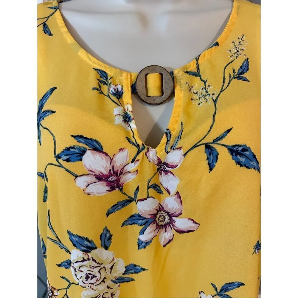 Wishful Park Women’s Floral Print Shirt Top Size Small Multicolored Tie Front - Image 3