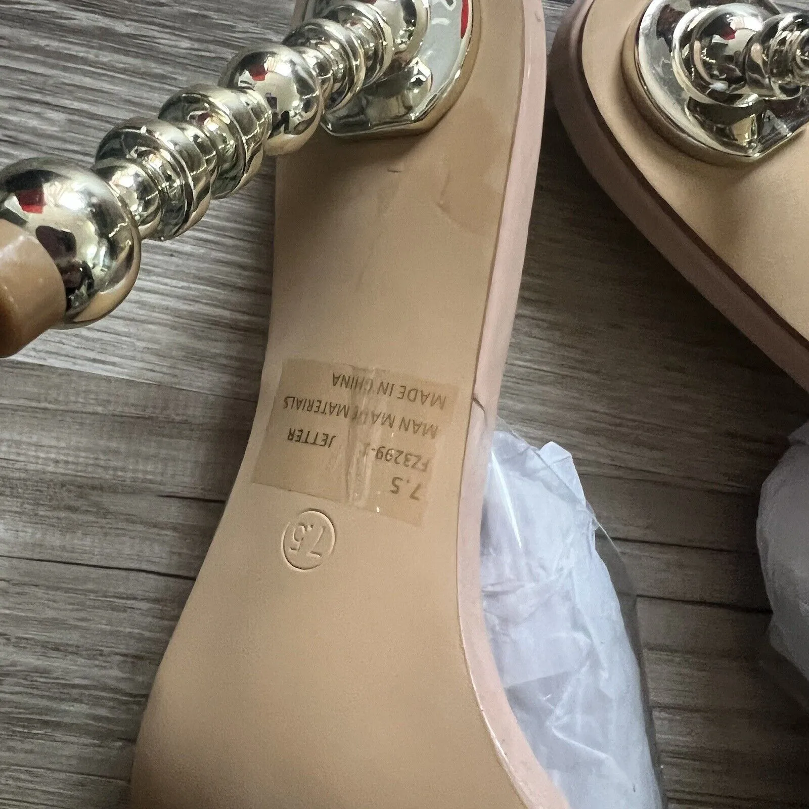 Lemonade Women's Size 7.5 Jetter Clear Cream Gold Ball Heels - Image 9