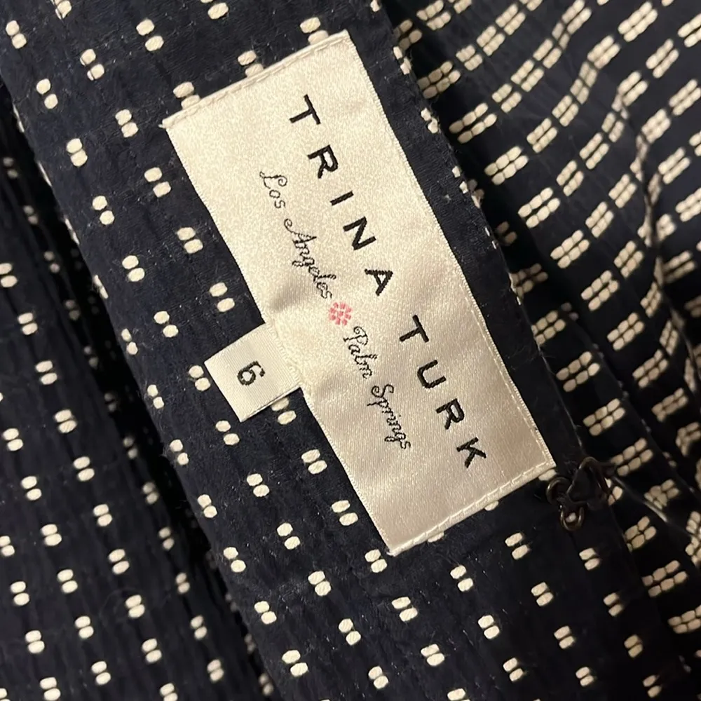 Trina Turk Cropped Quarter Sleeve Textured Patterned Lightweight Blazer - Image 7