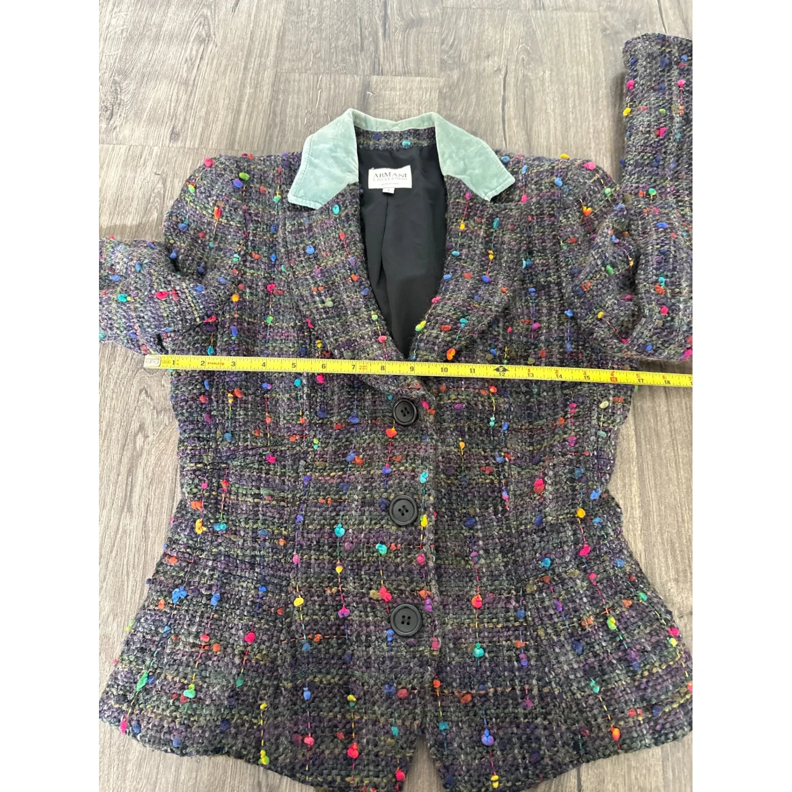 Vintage Armani Collezioni Tweed Wool Jacket Colorful Nubs Sz 6 Made n Italy - Image 7
