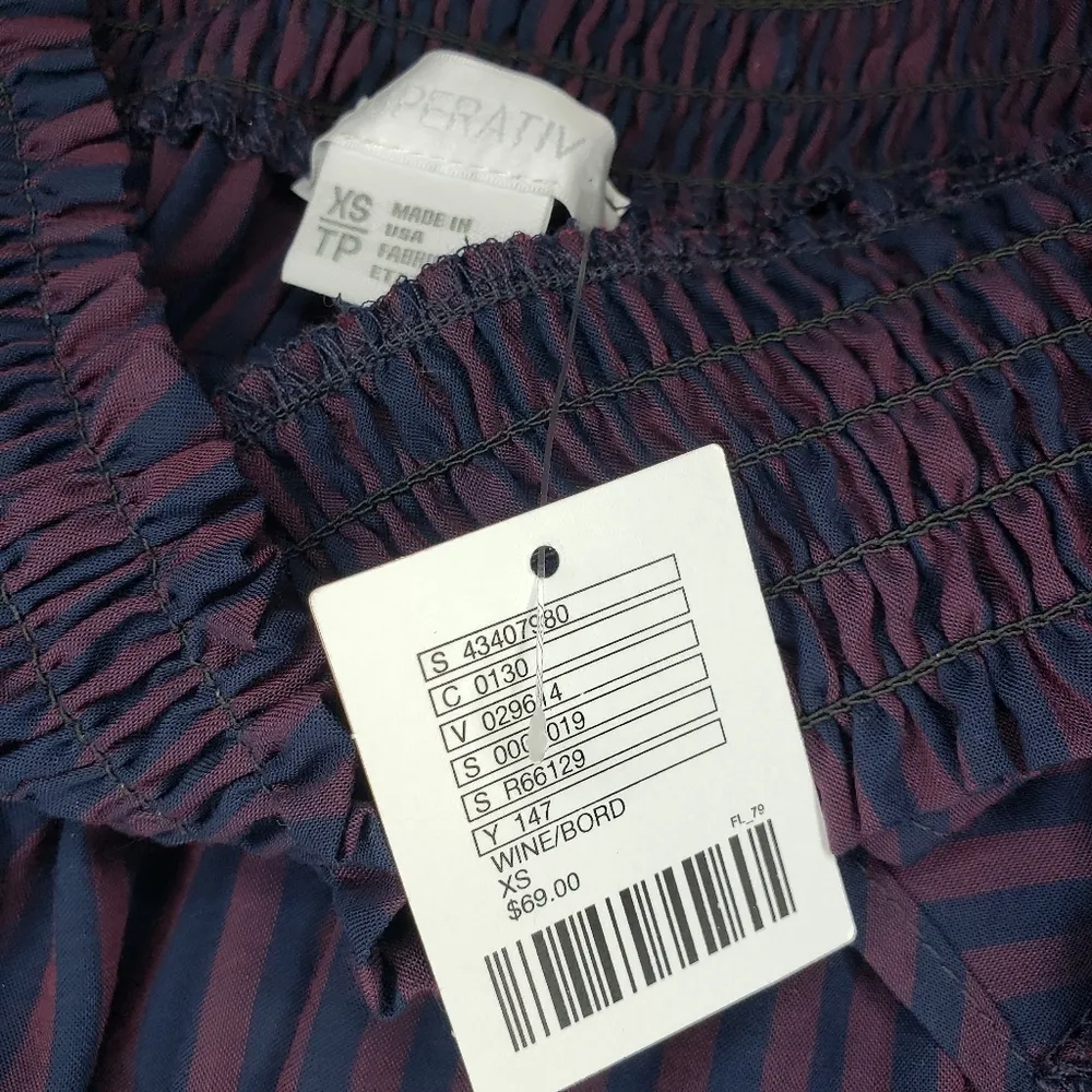 Urban Outfitters Cooperative NWT Navy Striped Off Shoulder Dress XS - Image 6