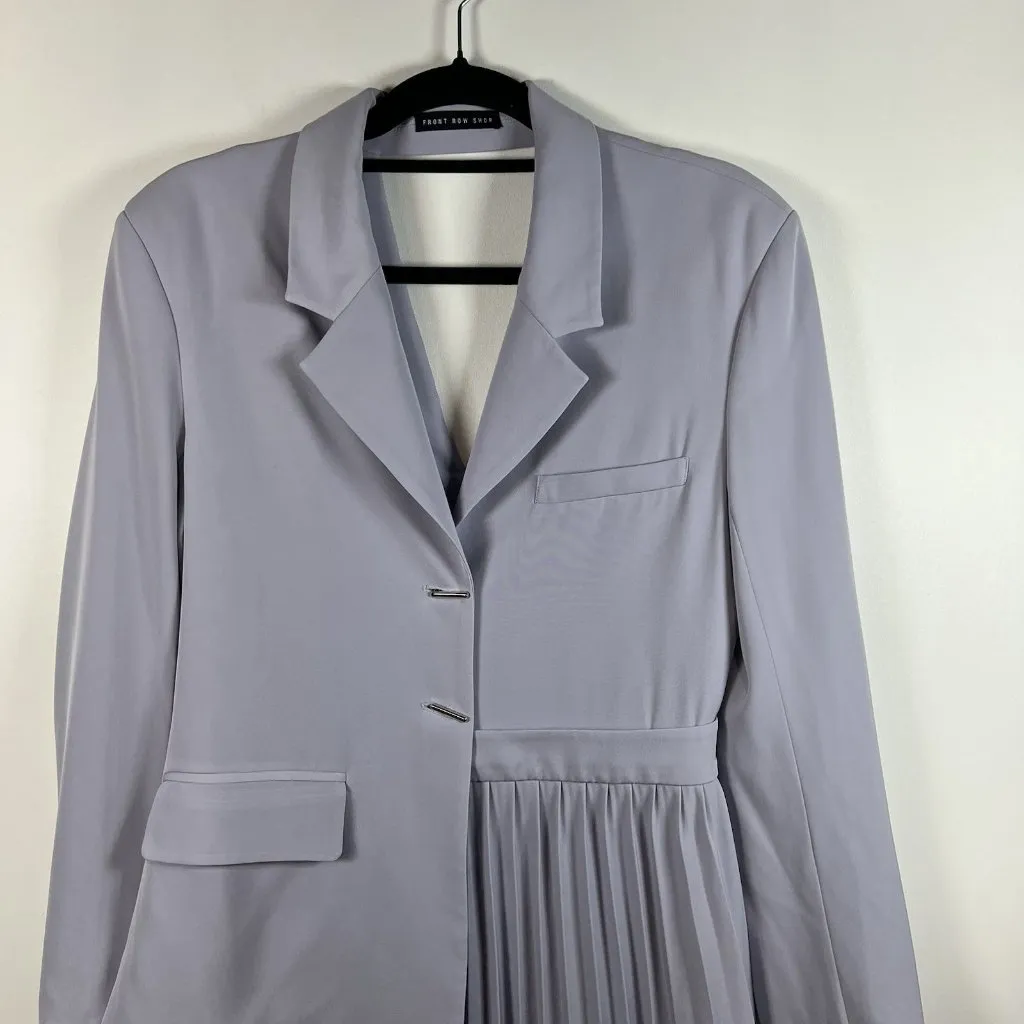 Front Row Shop Purple Pleated Maxi Dress Women’s Size 36 Cut‎ Out Back Business - Image 5