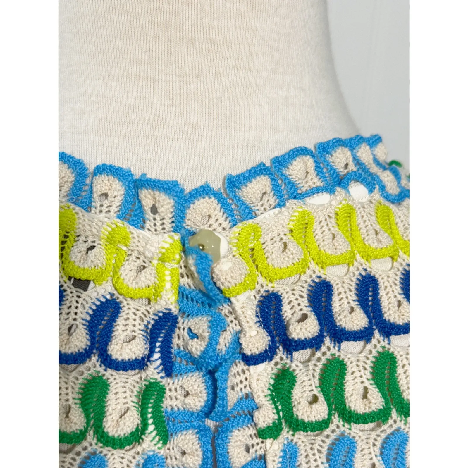 Johnny Was Jade Nili Crochet Knit Tank Top Blue Green Yellow Size Medium Stripe - Image 6