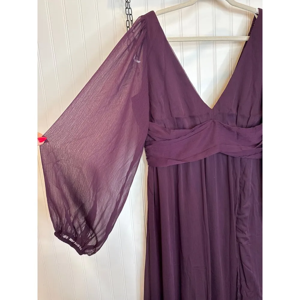 NWOT Lulus Enchant My Love Dark Purple V-Neck Long Sleeve Maxi Dress Size S - Image 5
