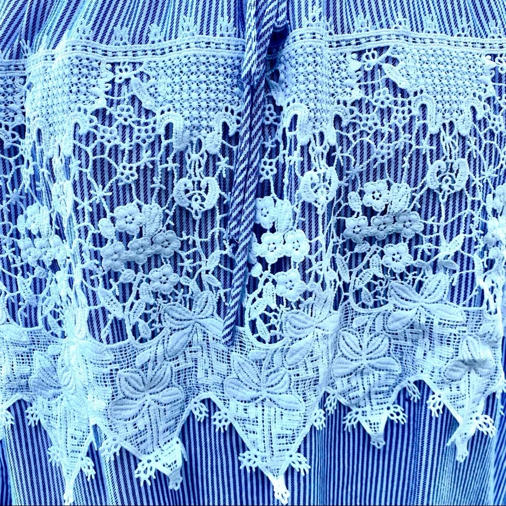 Soho Jeans Stripes & Lace Blouse White - Image 11