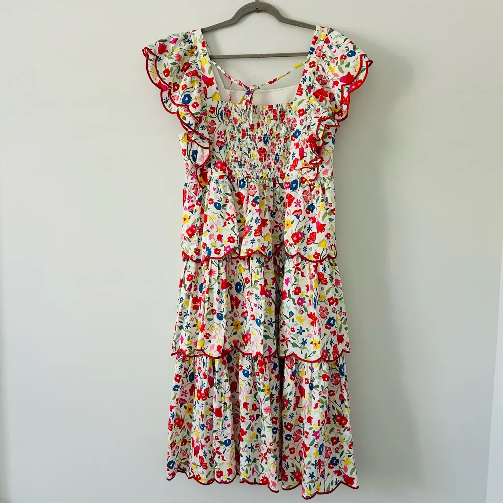 Crosby by Mollie Burch Multi Color Floral Ruffle Tiered Frida Midi Dress XL - Image 6