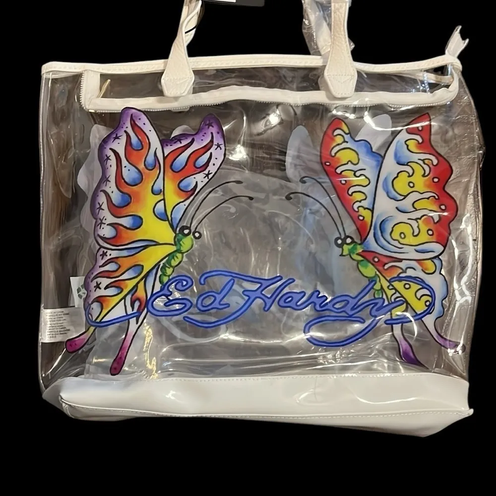 Ed Hardy Purple Butterfly clear PVC Tote - Image 2