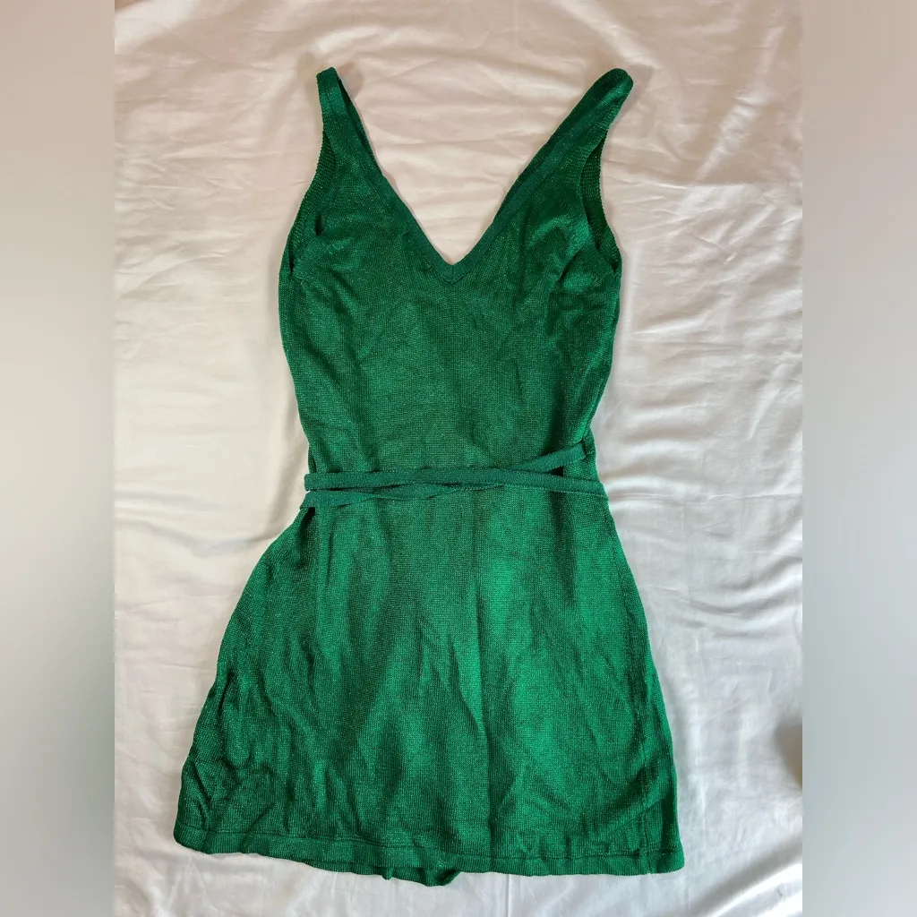 Lovers and Friends Wrap Knit Green Sparkle Sleeveless Dress Size Medium‎ - Image 4