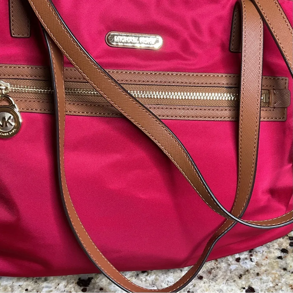 Michael Kors Red Kempton Nylon Tote Bag (With Leather Trim) - NWOT - Image 6