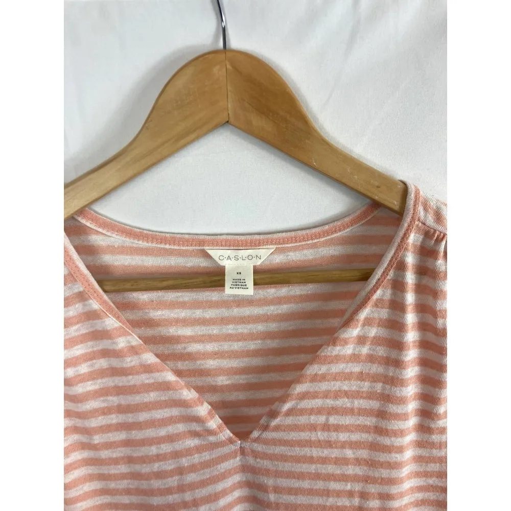 NWOT Caslon linen blend striped v neck tshirt - Image 2