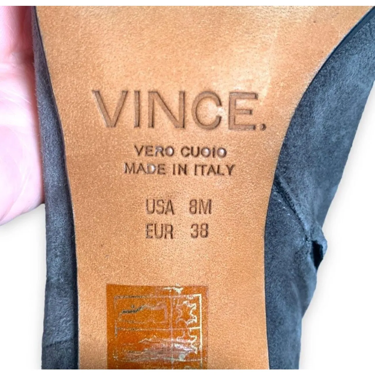 Vince Blakely Bootie Steel Gray Suede Leather Round Toe Block Heel Ankle Boots 8 - Image 10