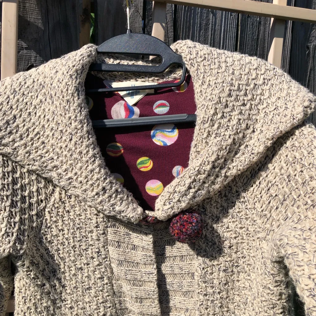 Anthropologie HWR Pom Pom Cardigan Sweater Lined XS - Image 6