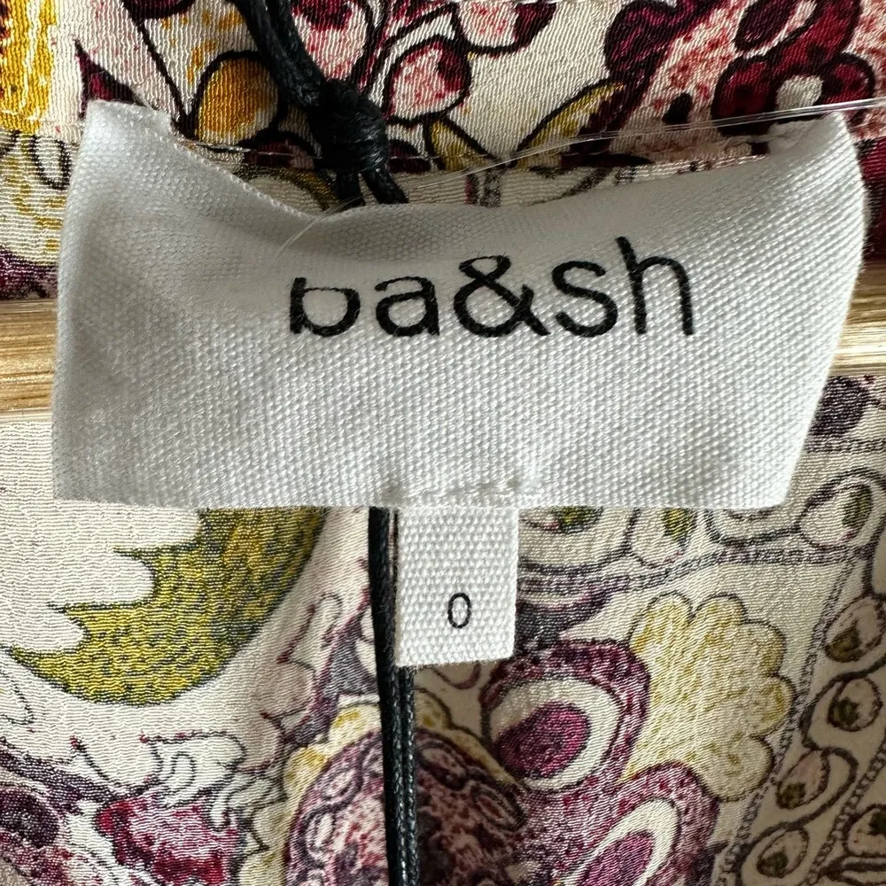 Ba&sh Zael Paisley Print Split Neck Short Sleeve Midi Dress Size US 2 XS - Image 7