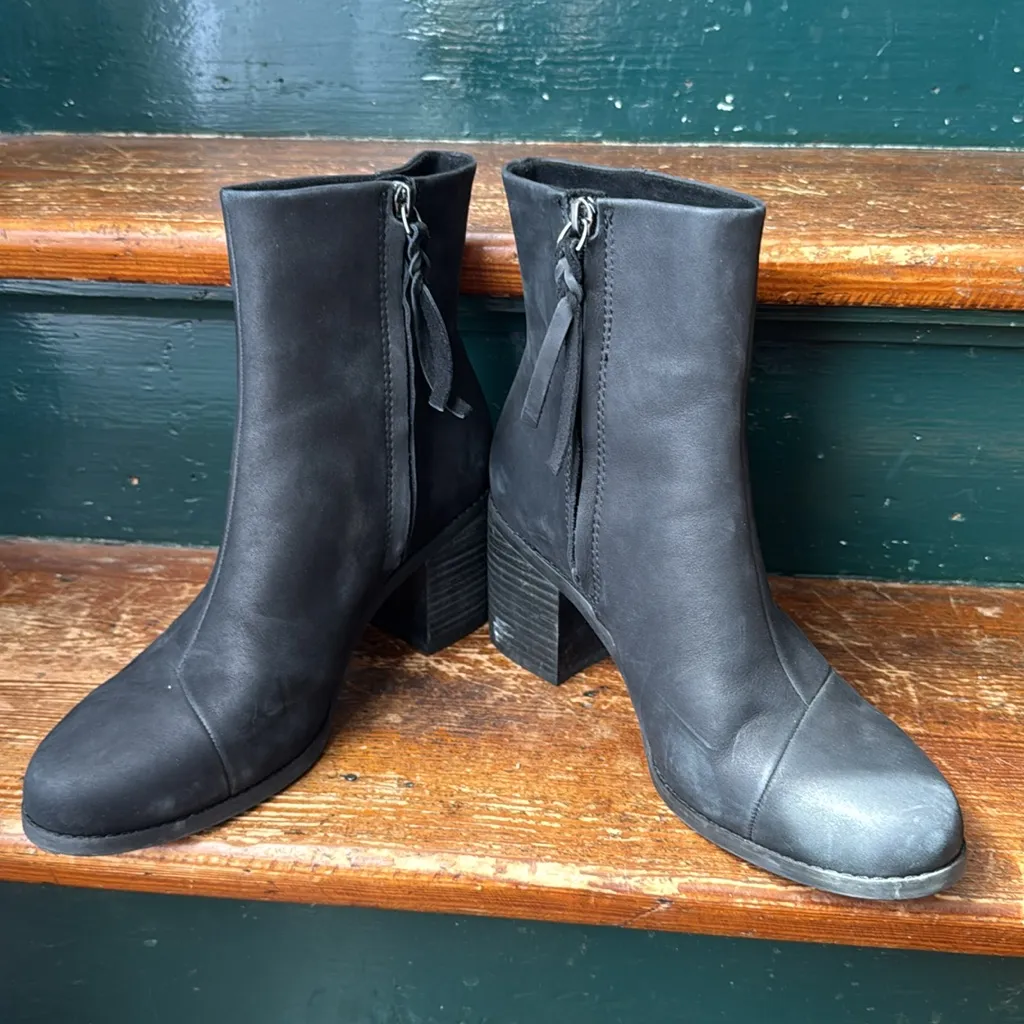 Toms Evelyn Heeled Boot Leather Black 9 - Image 8