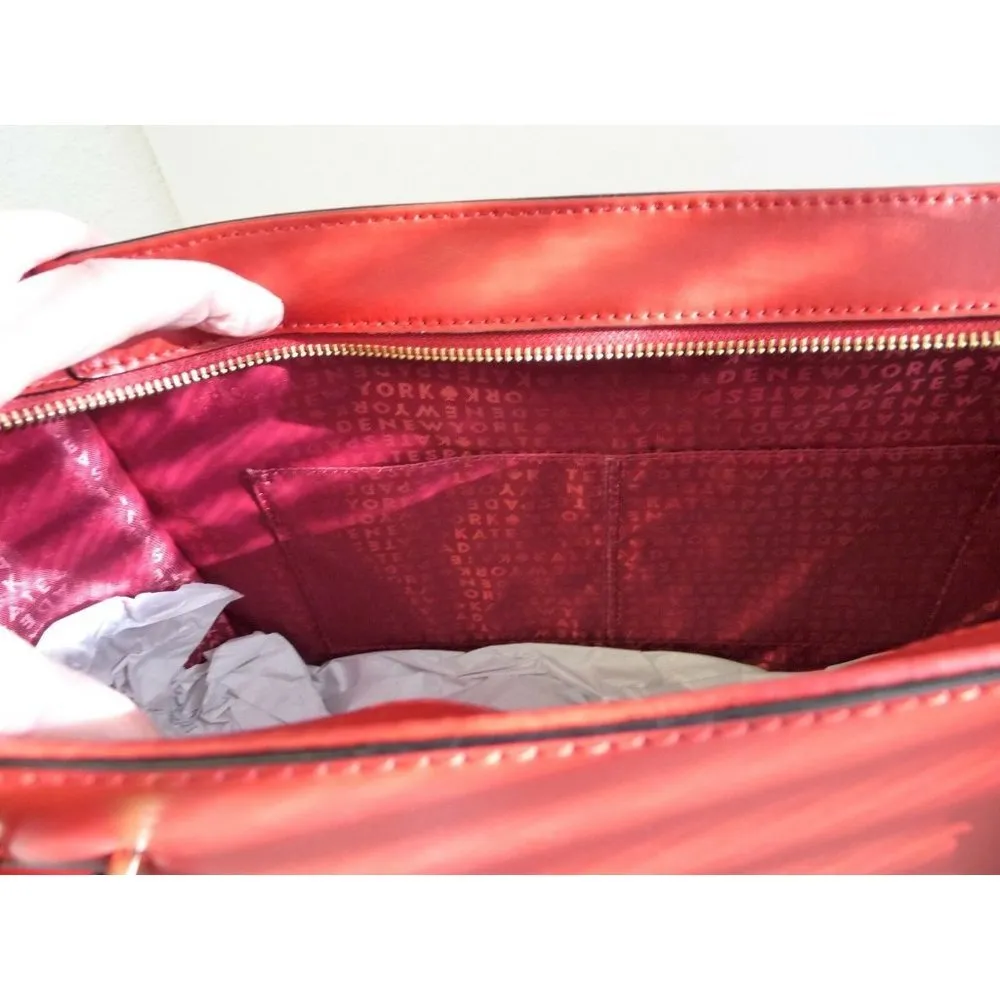 Kate Spade Regatta Court Vita Pillbox Red Leather Tote Shoulder Bag MSRP $598.00 - Image 9