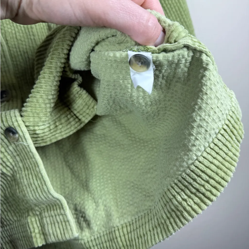 LL Bean Women Corduroy Long Sleeve Button Down Shacket Shirt Petite Lg Outdoor Green Size undefined - Image 5