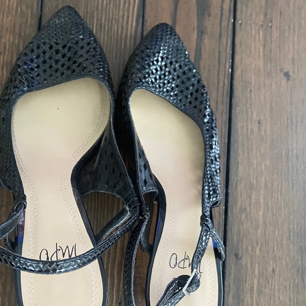 Impo Black Textured Slingback Heels - Image 3