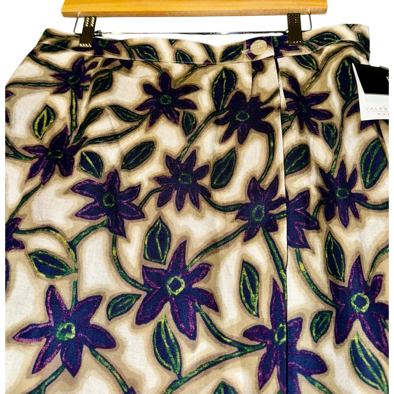 NWT Vintage Y2K Valerie Stevens 100% Linen  Floral Burnout Skirt Women 14 Fairy - Image 2