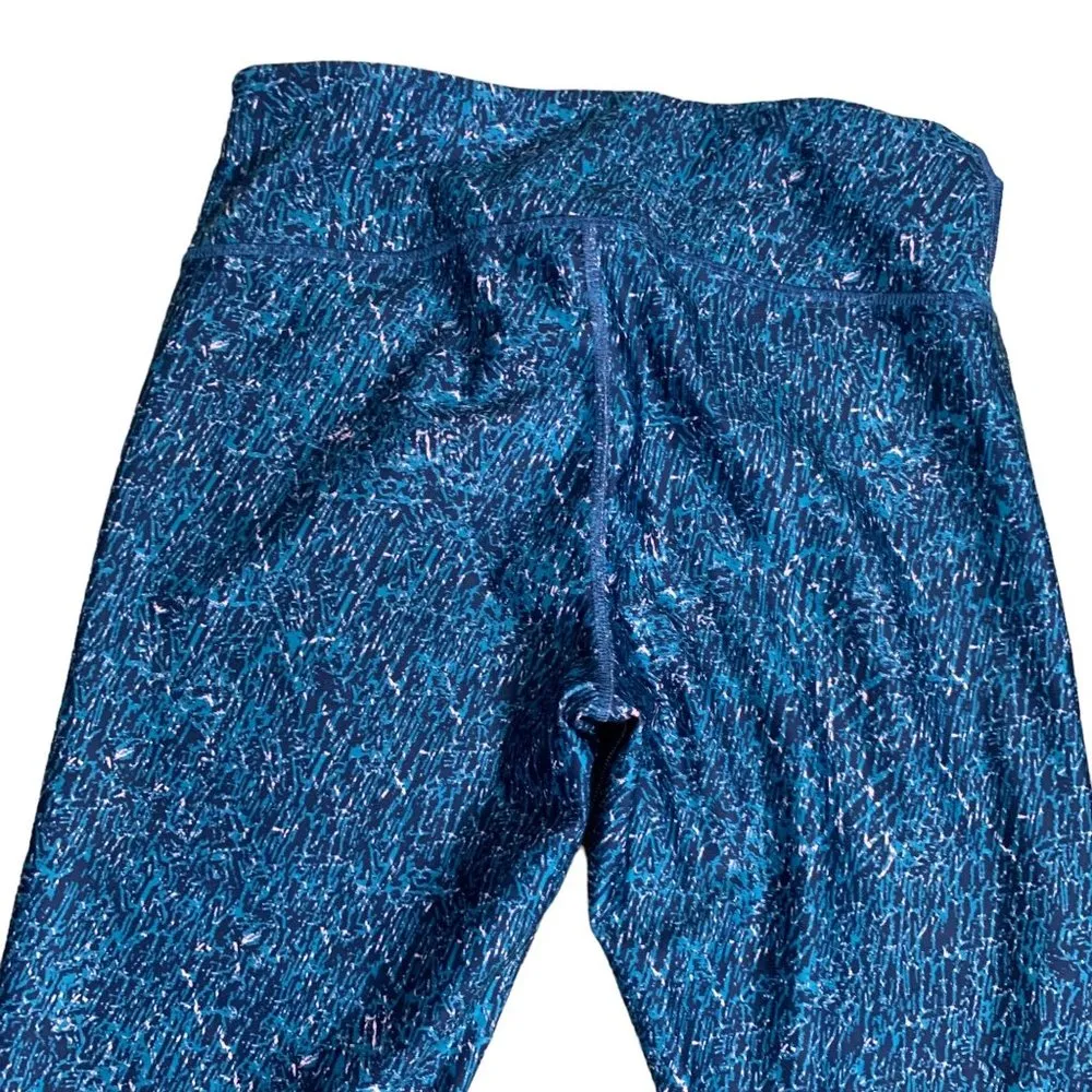 OC Athletic Yoga Leggings L Blue Pink Ankle Length Mid Rise Stretch Elastic Size L - Image 4
