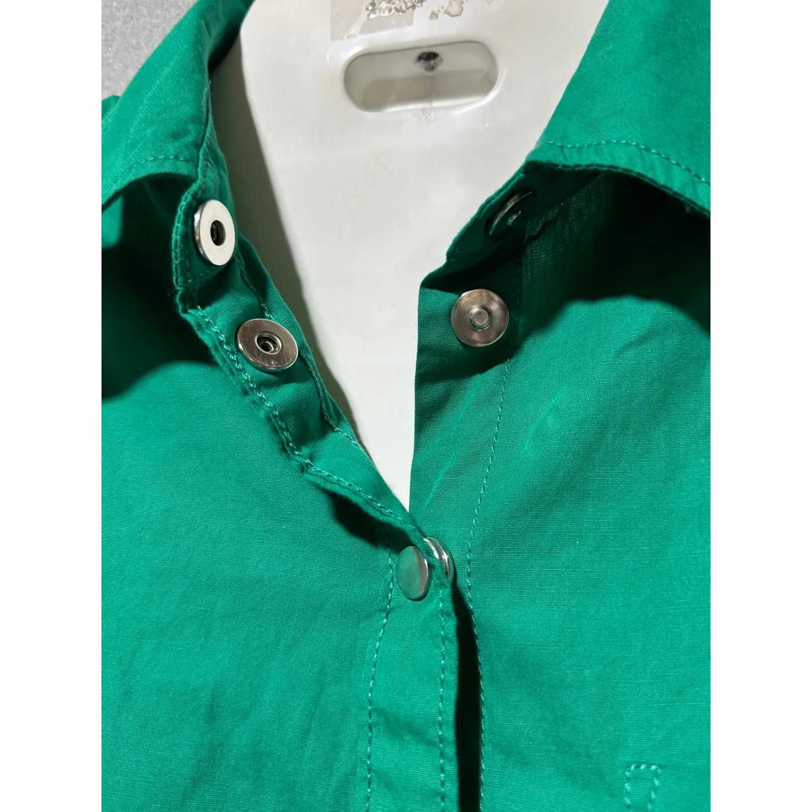 Maeve XS Green Button Down Tunic Long Sleeve Shirt Oversized Magnetic buttons - Image 4