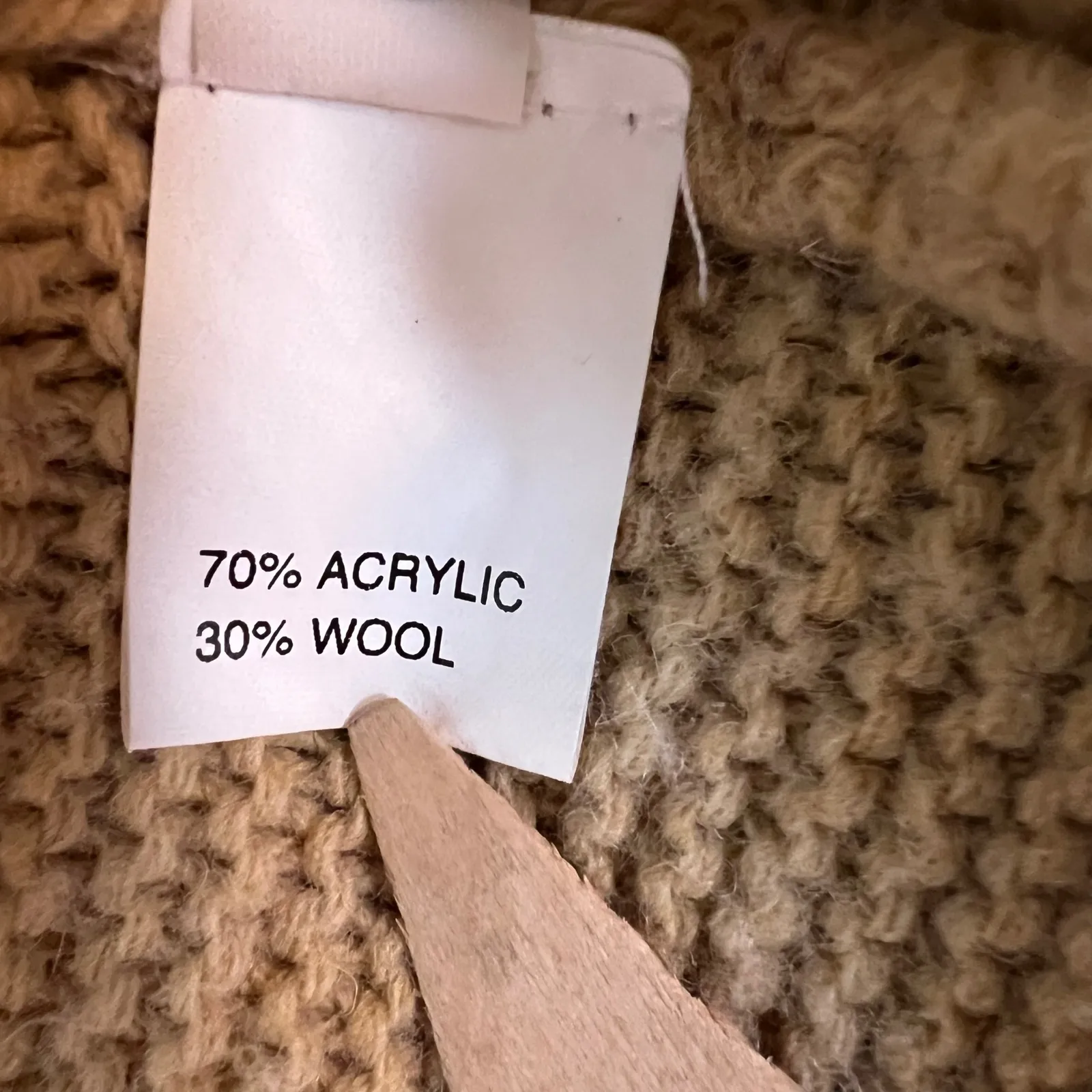 Bianca B Italy Open Knit Sweater L Tan Long Sleeve Wool Blend Scoop Neck Yellow Size L - Image 8