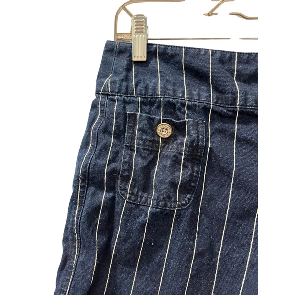 Vintage 90's Lauren Jeans Co. Pinstriped Button Fly Denim Short Size 4 Cotton - Image 2
